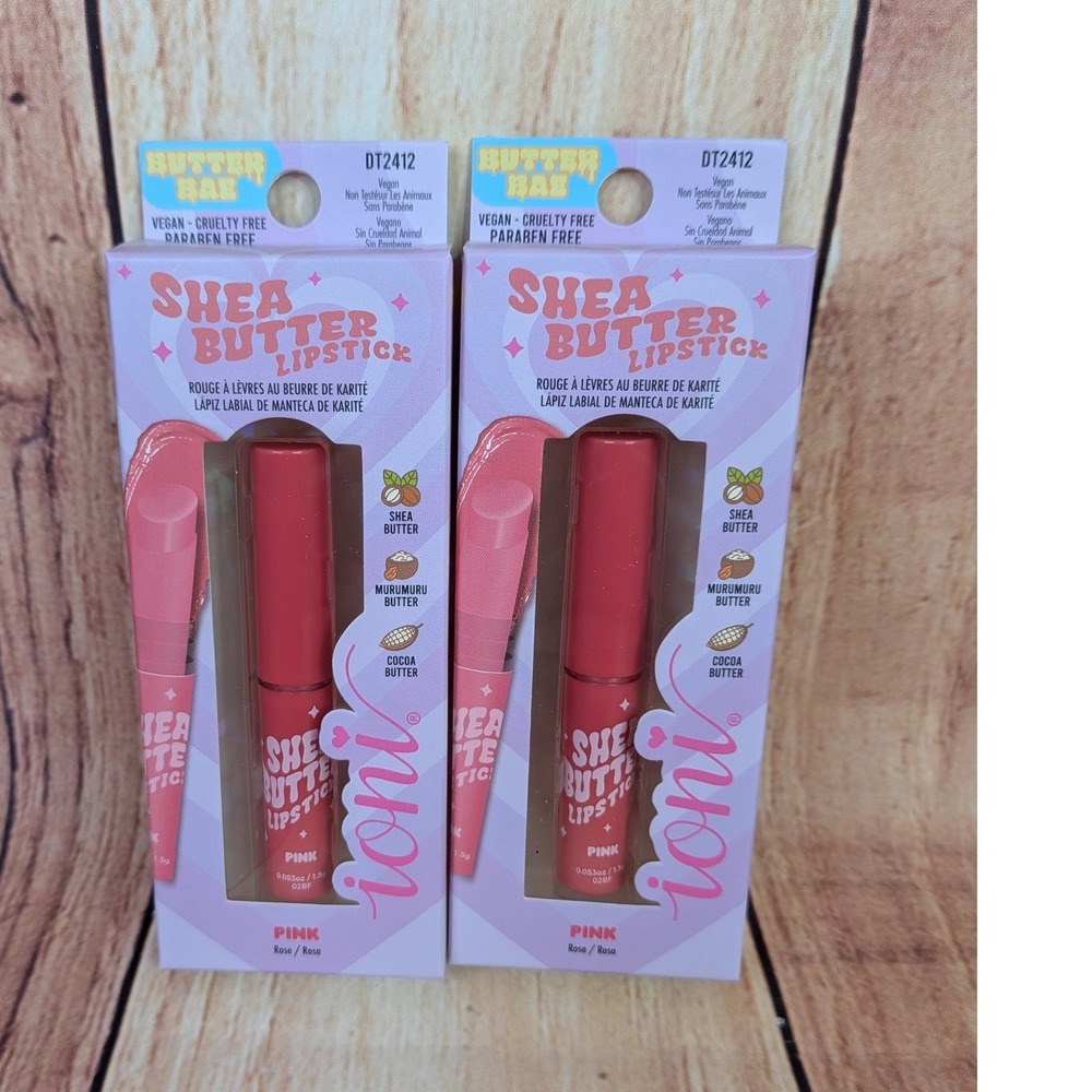 2 PK Ioni Butter Bae Shea Butter Lipstick Pink Rose DT2412 Vegan Hydrating